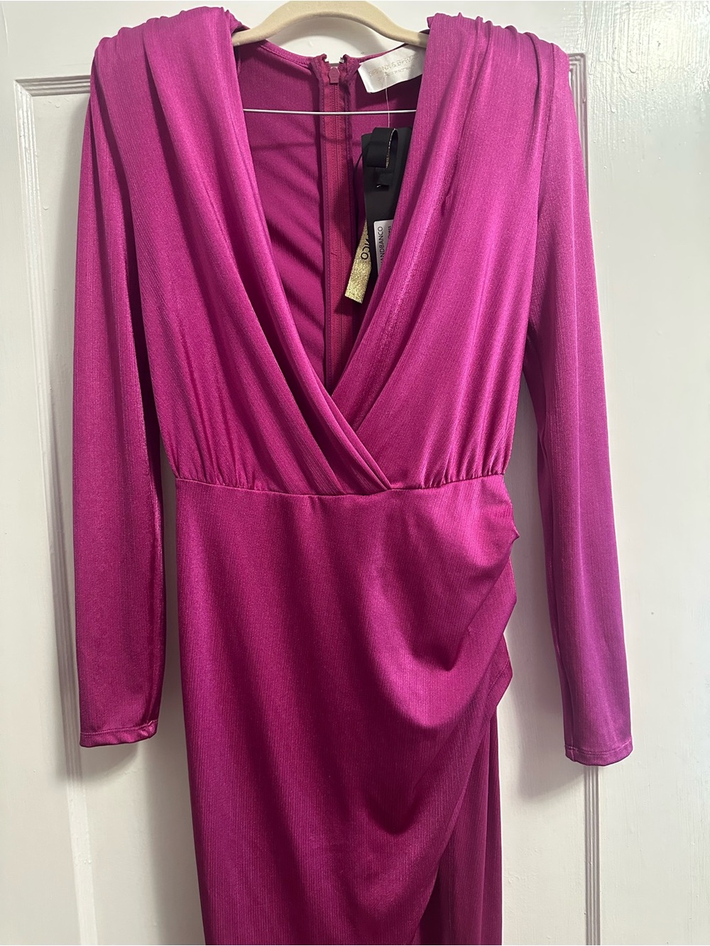 Bronx and Banco Magenta Wrap Maxi Dress with High Slit - Picture 5 of 16
